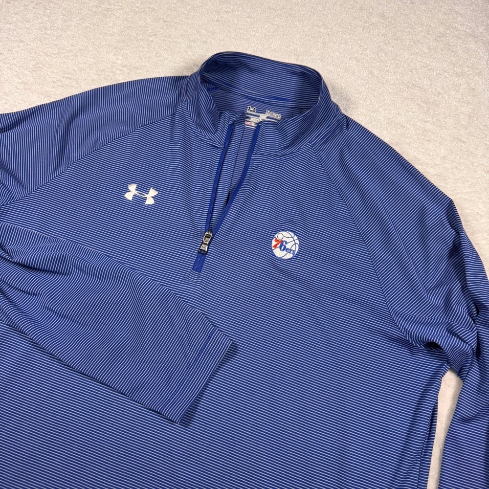 Under Armour Men's XL Blue Philadelphia 76ers HeatGear Quarter Zip‎ Pullover
